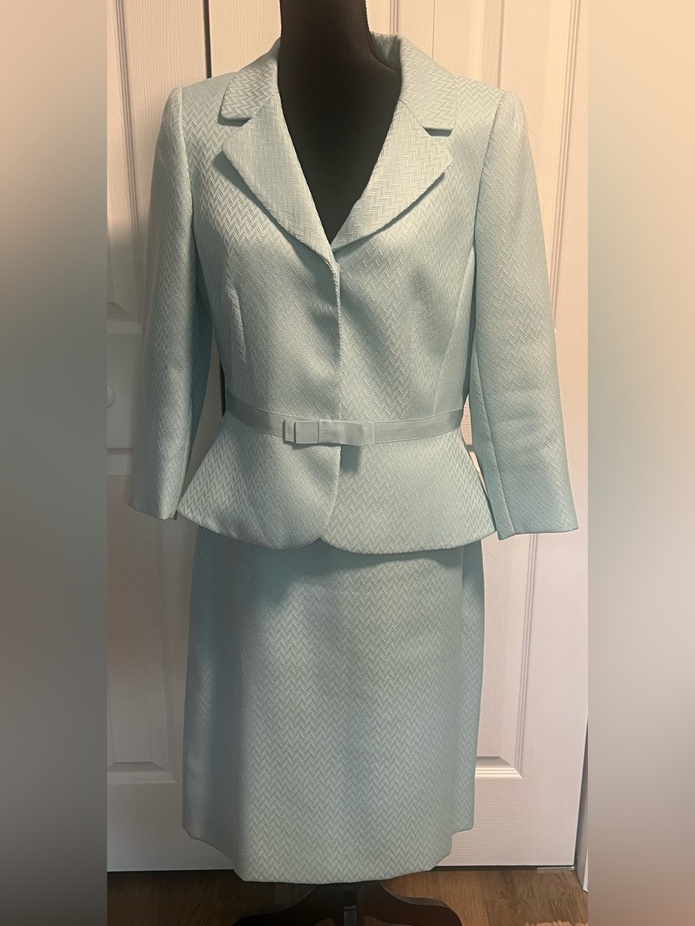 Tahari by Arthur S. Levine Light Blue Skirt Suit Set